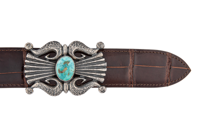 Turquoise Lyre Western Buckle