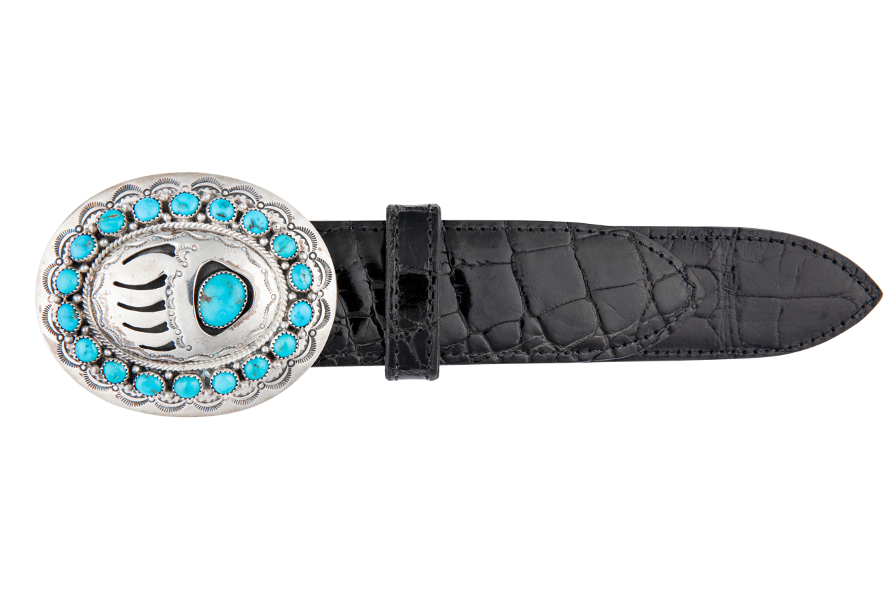 Turquoise Stone Bear Paw Belt Buckle