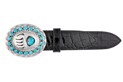 Turquoise Stone Bear Paw Belt Buckle