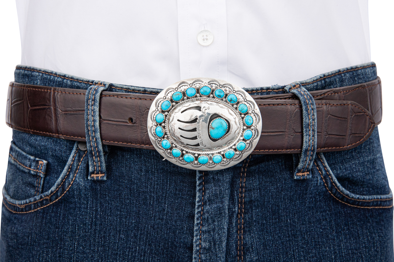Turquoise Stone Bear Paw Belt Buckle
