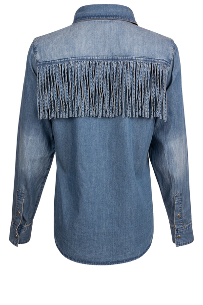 Tasha Polizzi Hart Denim Fringe Shirt