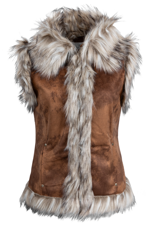 Tasha Polizzi Brown Faux Suede and Fur Vest
