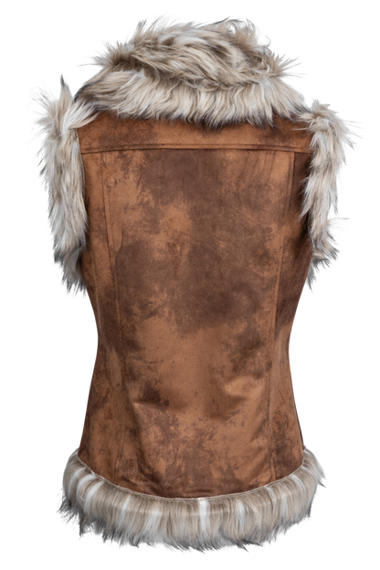 Tasha Polizzi Brown Faux Suede and Fur Vest
