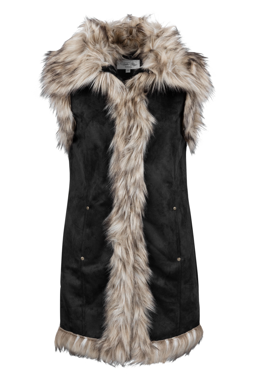 Tasha Polizzi Black Faux Suede and Fur Vest