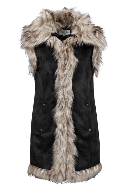 Tasha Polizzi Black Faux Suede and Fur Vest