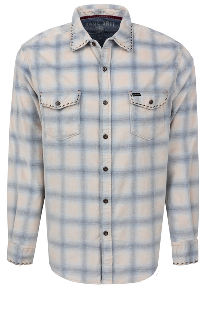 TTrue Grit Button-Front Shirt - Blue Plaid