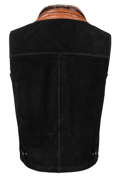 Pinto Ranch Black Suede and Shearling Vest