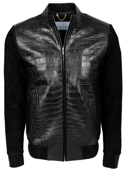 Pinto Ranch Black Alligator Bomber Jacket