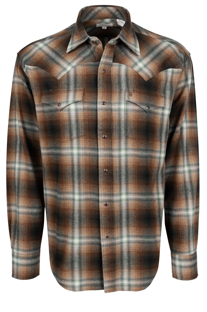 Stetson Men's Brushed Flannel Snap Front Shirt - Brown