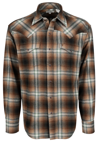 Stetson Men's Brushed Flannel Snap Front Shirt - Brown