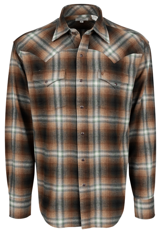 Stetson Men's Brushed Flannel Snap Front Shirt - Brown