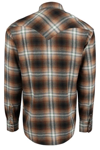 Stetson Men's Brushed Flannel Snap Front Shirt - Brown