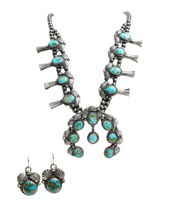 Turquoise Squash Blossom Necklace Set