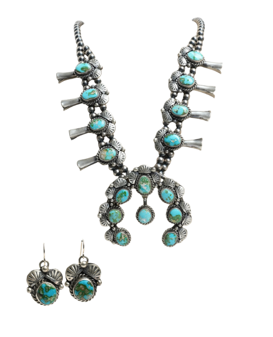 Turquoise Squash Blossom Necklace Set