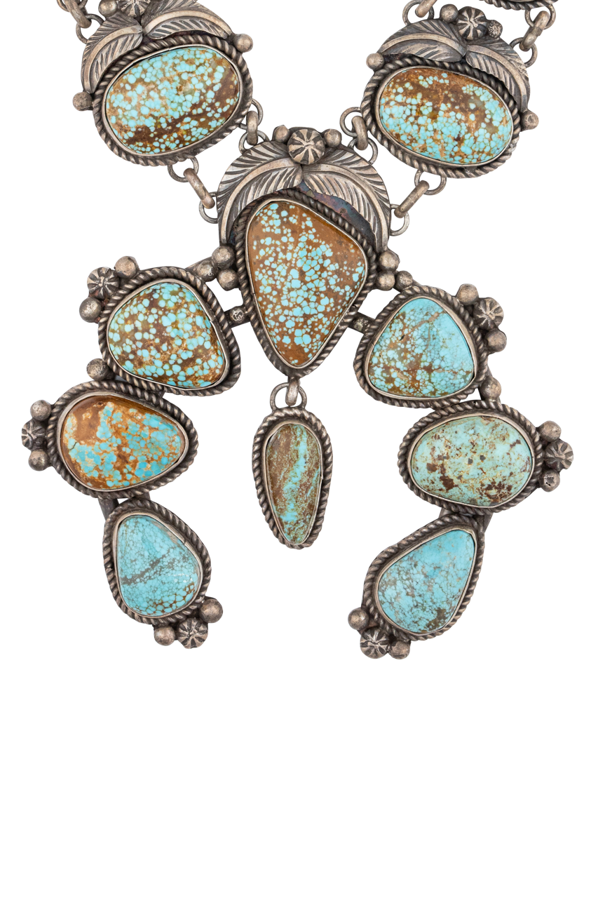 Vintage Navajo Sterling Silver Squash Blossom Necklace