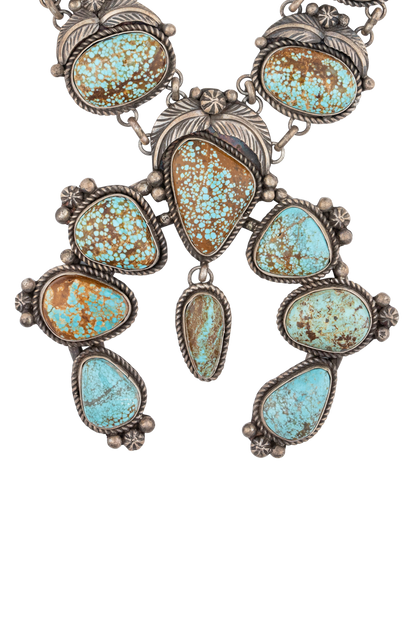 Vintage Navajo Sterling Silver Squash Blossom Necklace