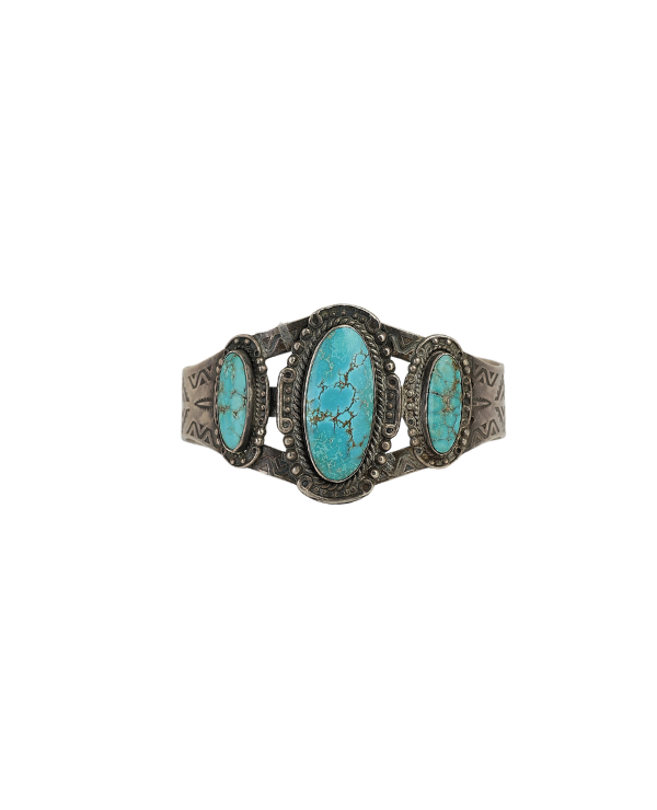Tri-Stone Green Turquoise Bracelet