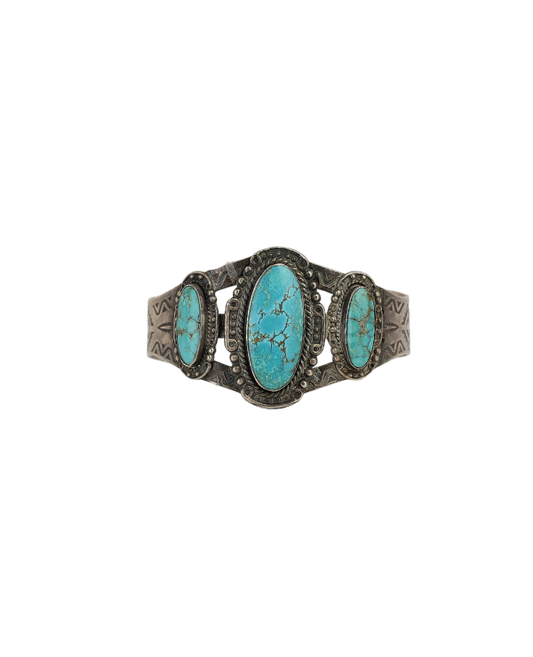 Tri-Stone Green Turquoise Bracelet