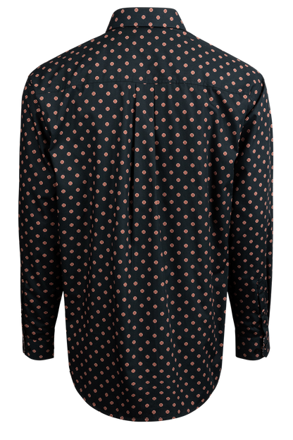 Cinch Foulard Print Button-Front Shirt - Navy