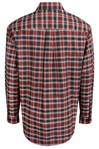 Cinch Plaid Button-Front Shirt - Burgundy