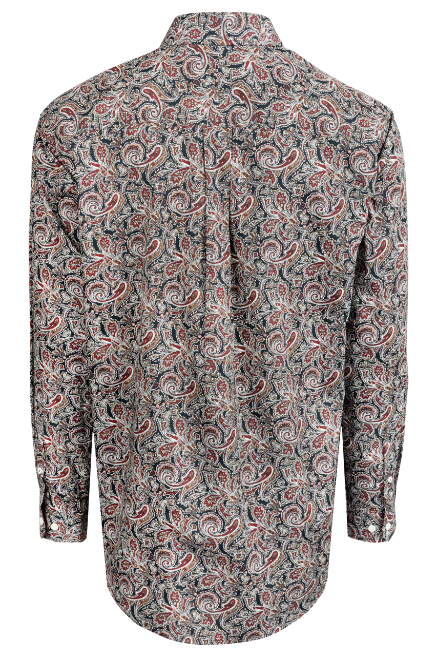 Cinch Paisley Button-Front Shirt - Navy