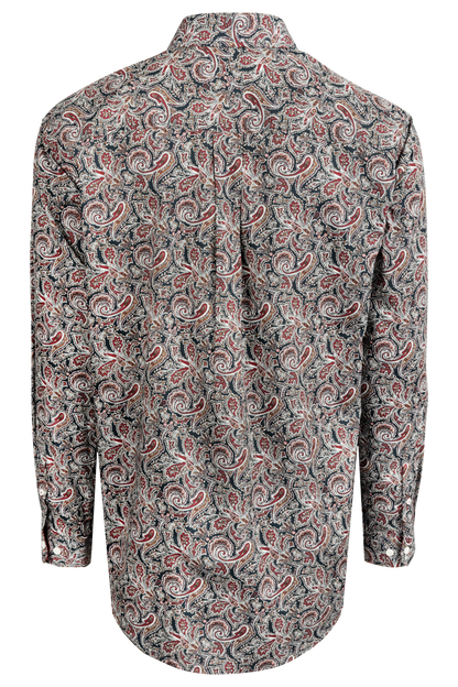 Cinch Paisley Button-Front Shirt - Navy