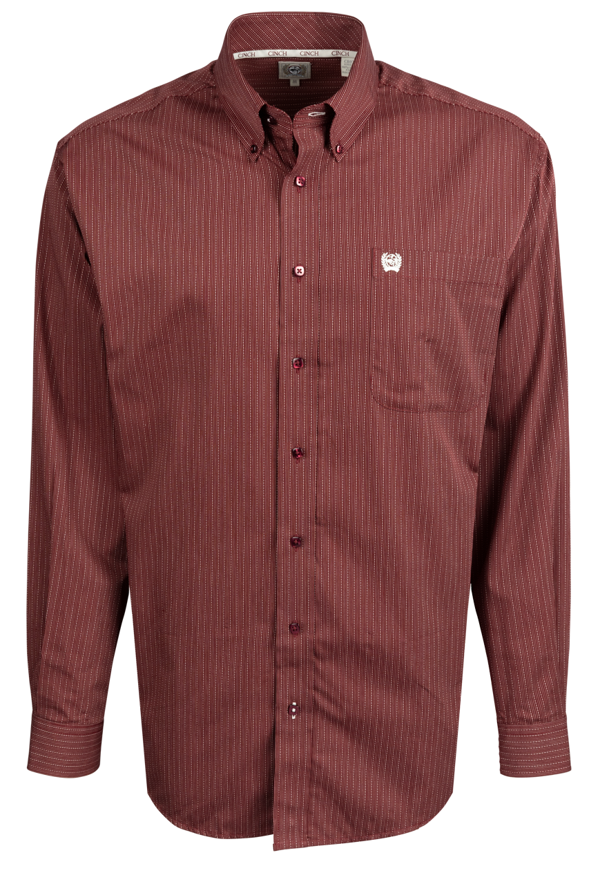 Cinch Button-Front Shirt - Burgundy