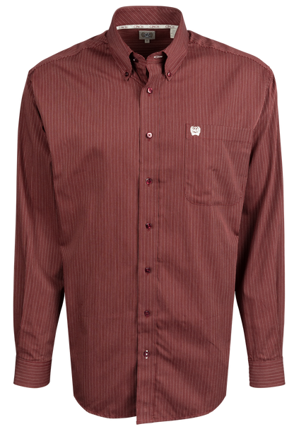Cinch Button-Front Shirt - Burgundy