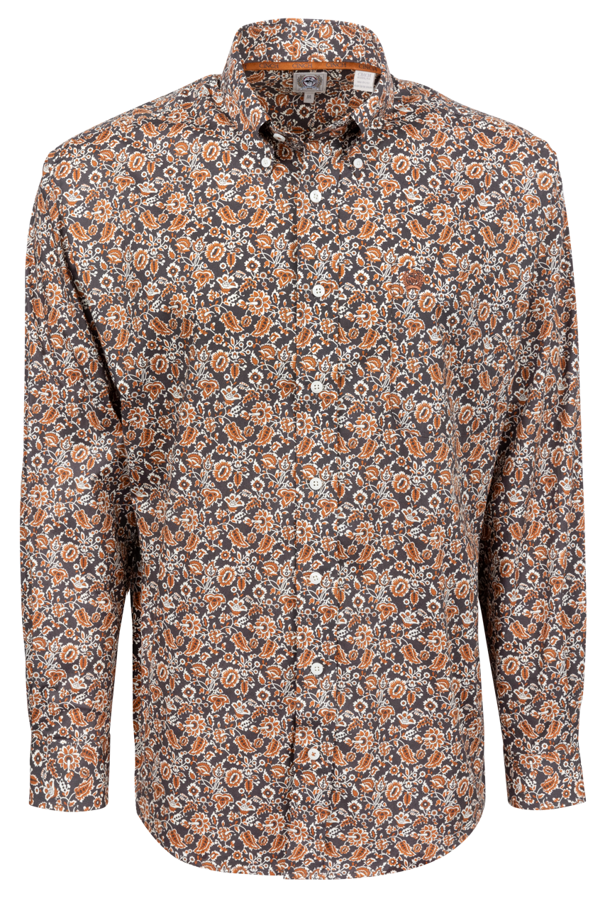 Cinch Floral Print Button-Front Shirt - Charcoal