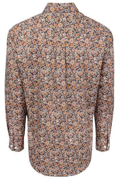 Cinch Floral Print Button-Front Shirt - Charcoal