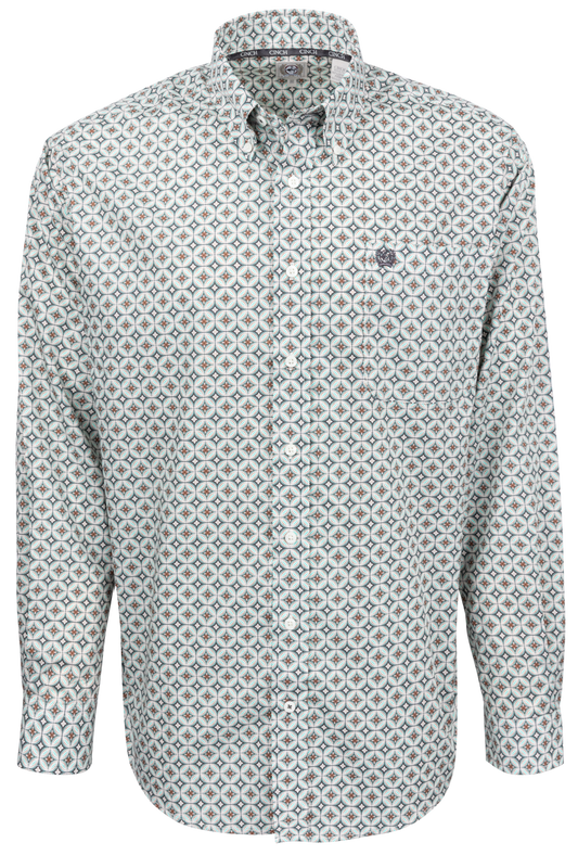Cinch Foulard Print Button-Front Shirt - Cream