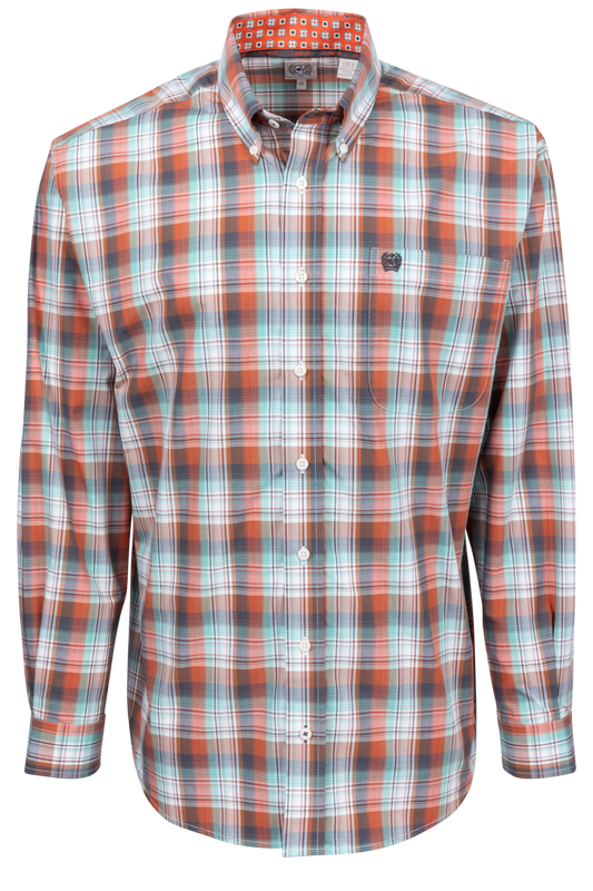 Cinch Plaid Button-Front Shirt - Multi
