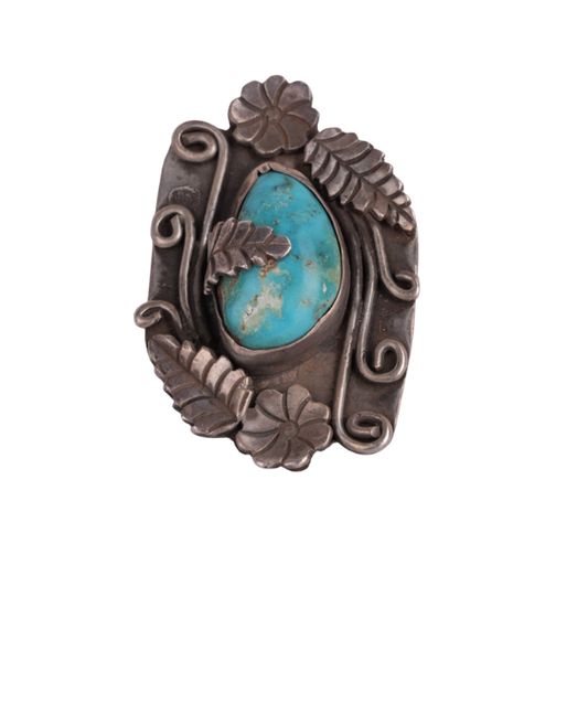 Engraved Turquoise Ring