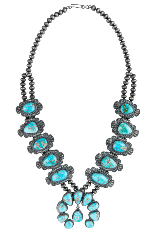 Large Stone Squash Blossom Necklace