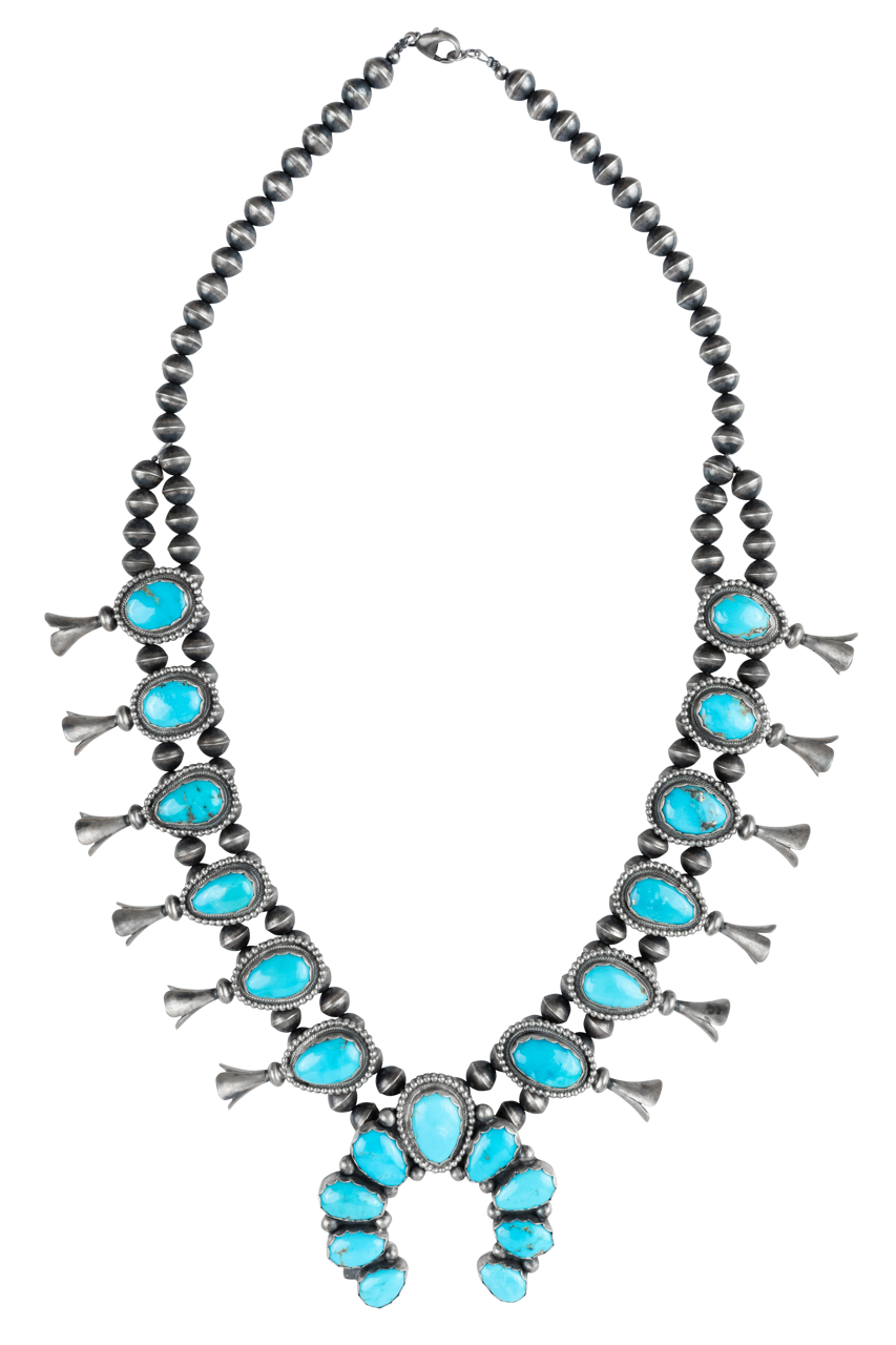 Light Turquoise Squash Blossom Necklace