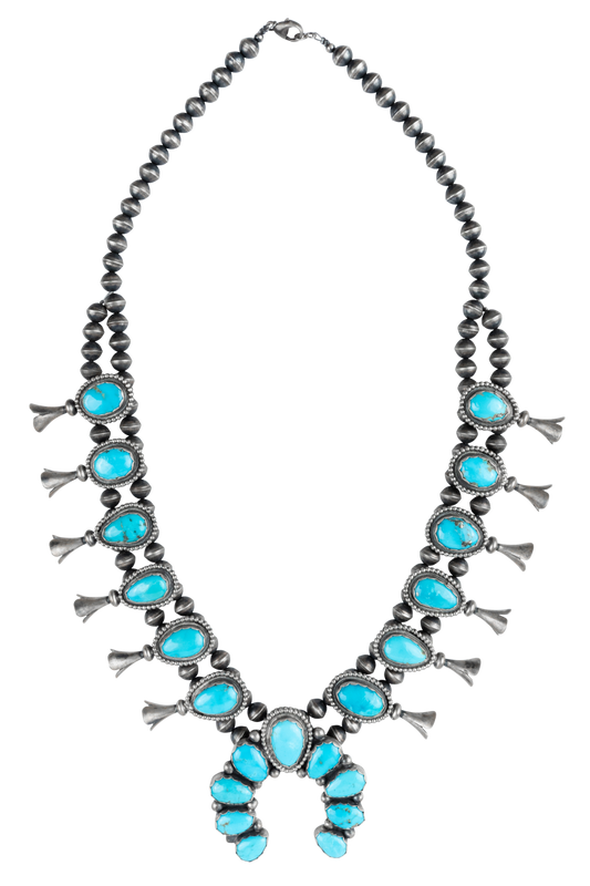 Light Turquoise Squash Blossom Necklace