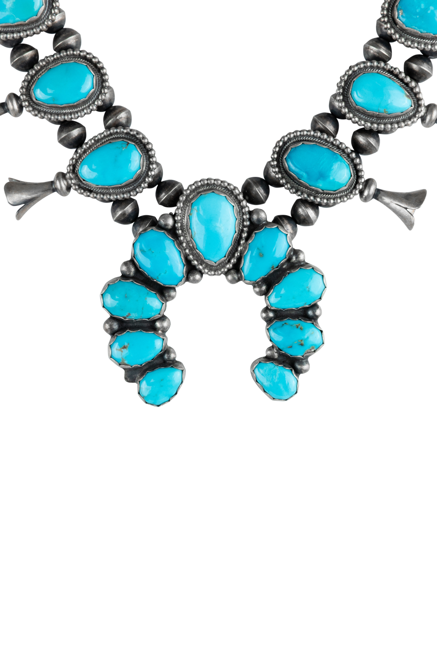 Light Turquoise Squash Blossom Necklace