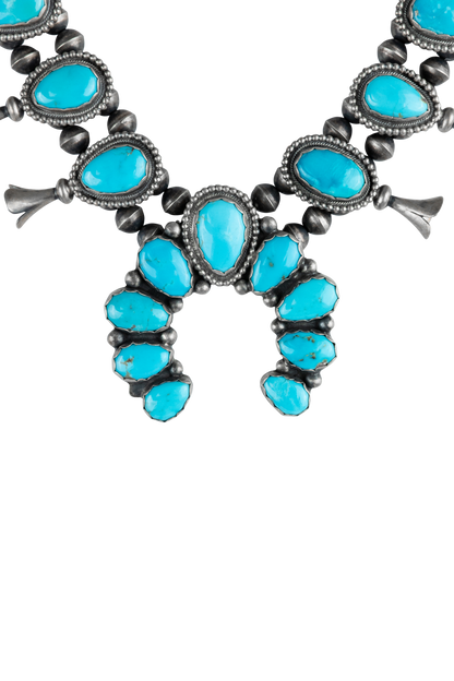 Light Turquoise Squash Blossom Necklace