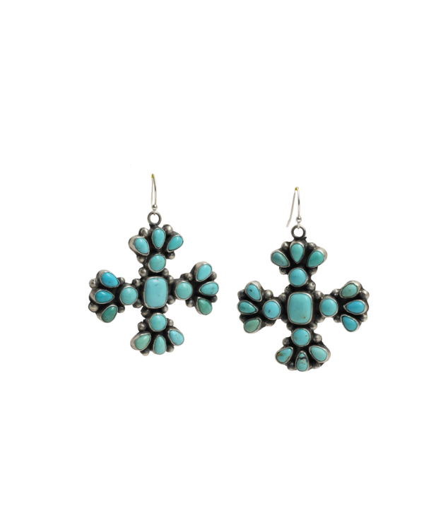 Turquoise Cross Drop Earrings