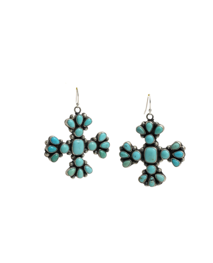 Turquoise Cross Drop Earrings