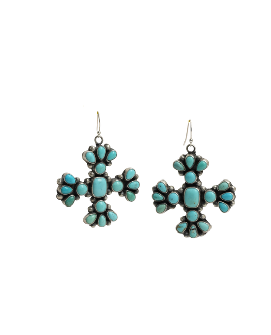 Turquoise Cross Drop Earrings