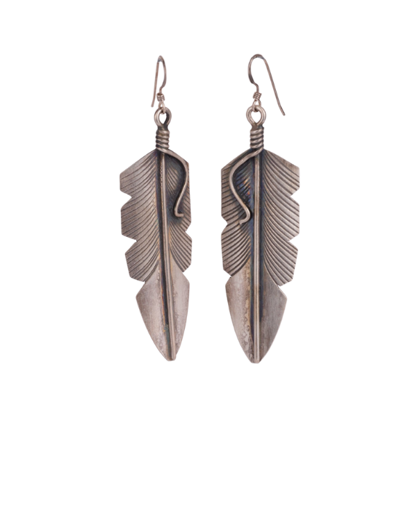 Sterling Silver Feather Drop Earrings
