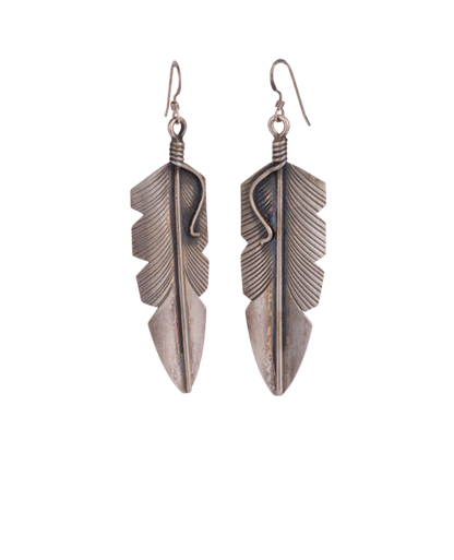 Sterling Silver Feather Drop Earrings