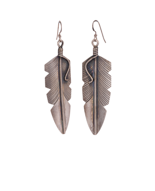 Sterling Silver Feather Drop Earrings