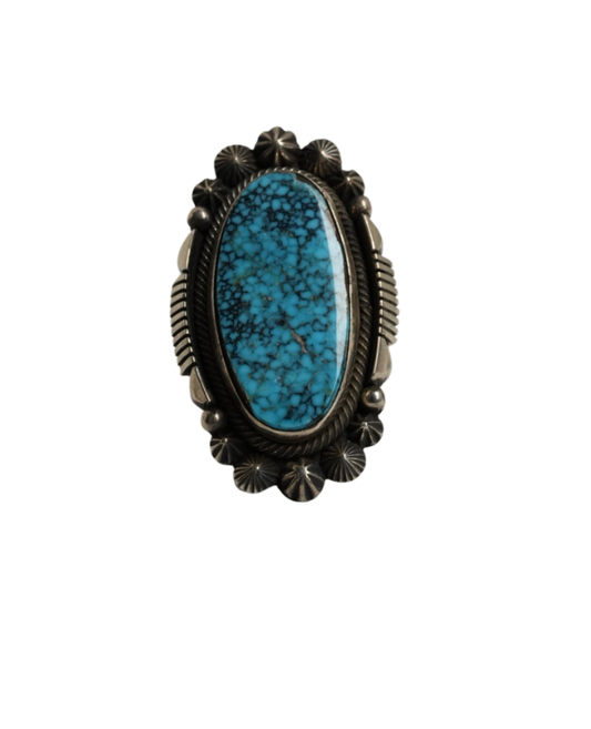 Oval Turquoise and Silver Ring