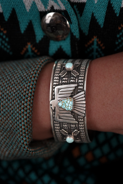 Silver and Turquoise Eagle Cuff Bracelet