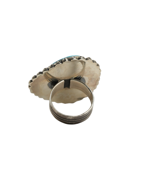 Engraved Turquoise and Silver Ring