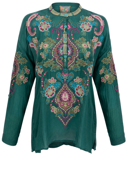 Johnny Was Audrey Mandarin Collar Blouse