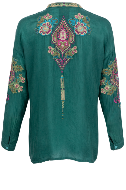 Johnny Was Audrey Mandarin Collar Blouse