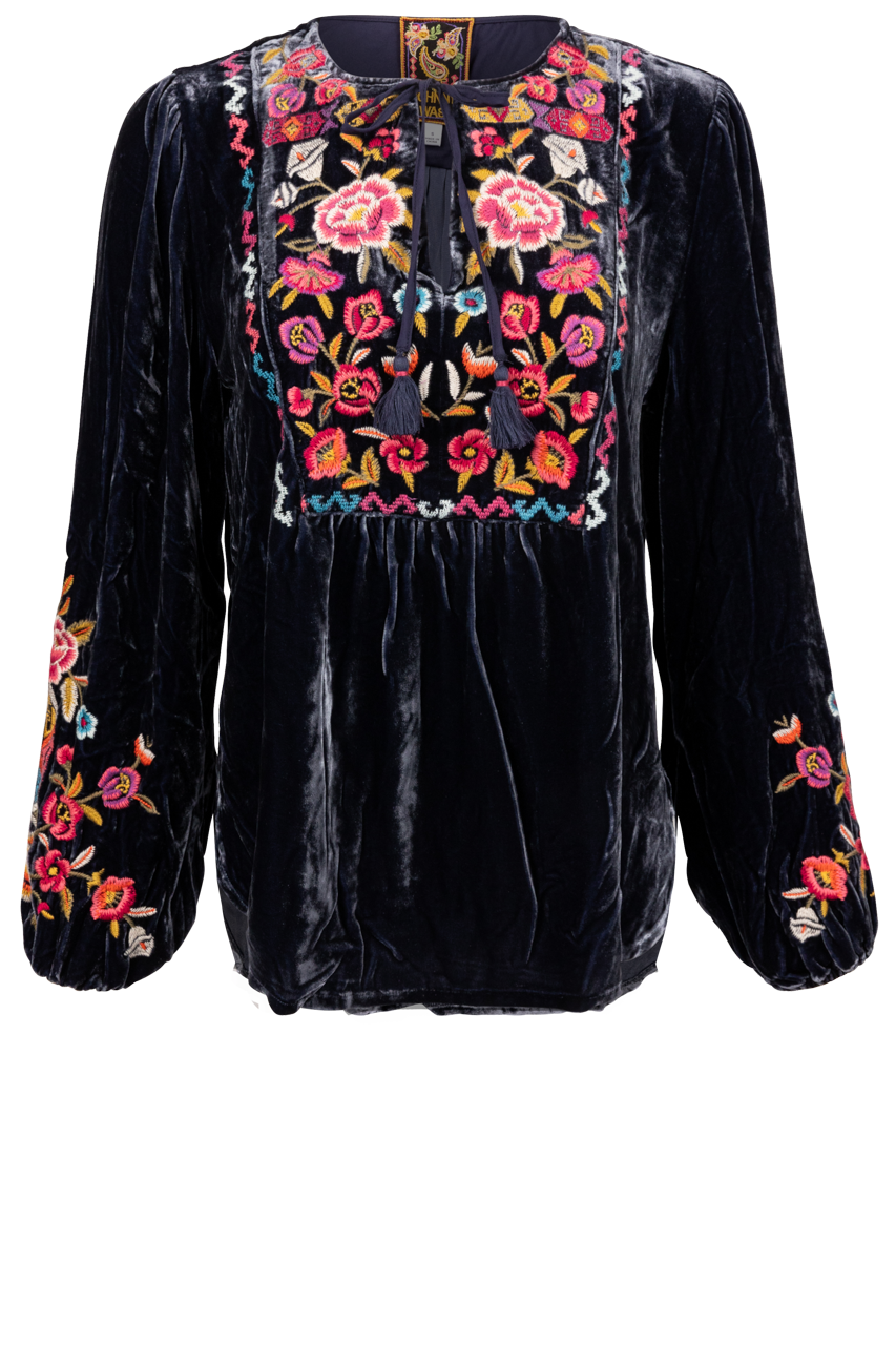Johnny Was Curved Hem Prairie Blouse